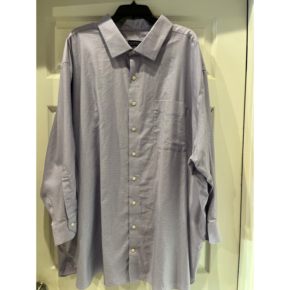 Rochester Egyptian Cotton Dress Shirt Striped Purple Men 22 34/35 Non-Iron